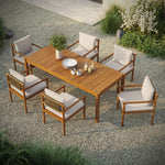 Eleni 7 Piece Outdoor Patio Teak Wood Dining Set in Natural Sail
