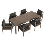Eleni 7 Piece Outdoor Patio Teak Wood Dining Set in Weathered Gray Flint