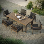 Eleni 7 Piece Outdoor Patio Teak Wood Dining Set in Weathered Gray Flint