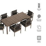 Eleni 7 Piece Outdoor Patio Teak Wood Dining Set in Weathered Gray Flint