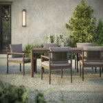 Eleni 7 Piece Outdoor Patio Teak Wood Dining Set in Weathered Gray Pebble