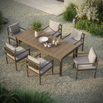 Eleni 7 Piece Outdoor Patio Teak Wood Dining Set in Weathered Gray Pebble