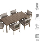 Eleni 7 Piece Outdoor Patio Teak Wood Dining Set in Weathered Gray Pebble