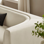 Hilda 86" Curved Back Performance Velvet Sofa in Alabaster