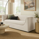 Hilda 86" Curved Back Performance Velvet Sofa in Alabaster