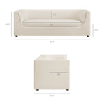Hilda 86" Curved Back Performance Velvet Sofa in Alabaster