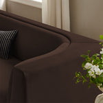 Hilda 86" Curved Back Performance Velvet Sofa in Chocolate Brown