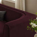 Hilda 86" Curved Back Performance Velvet Sofa in Mulberry