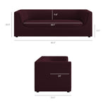 Hilda 86" Curved Back Performance Velvet Sofa in Mulberry