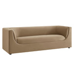 Hilda 86" Curved Back Performance Velvet Sofa in Taupe