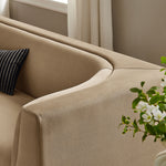 Hilda 86" Curved Back Performance Velvet Sofa in Taupe