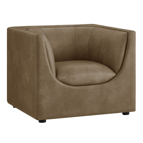 Hilda Curved Back Vegan Leather Armchair in Mushroom