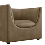 Hilda Curved Back Vegan Leather Armchair in Mushroom