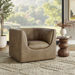 Hilda Curved Back Vegan Leather Armchair in Mushroom