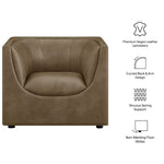 Hilda Curved Back Vegan Leather Armchair in Mushroom
