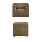 Hilda Curved Back Vegan Leather Armchair in Mushroom