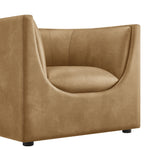 Hilda Curved Back Vegan Leather Armchair in Toast