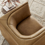 Hilda Curved Back Vegan Leather Armchair in Toast