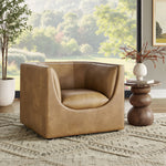 Hilda Curved Back Vegan Leather Armchair in Toast