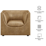 Hilda Curved Back Vegan Leather Armchair in Toast