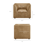 Hilda Curved Back Vegan Leather Armchair in Toast