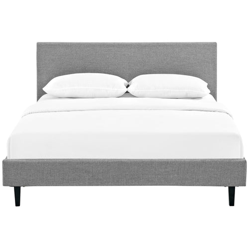 Anya Fabric Queen Bed in Light Gray