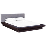 Freja Fabric Queen Platform Bed in Cappuccino Gray