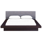 Freja Fabric Queen Platform Bed in Cappuccino Gray