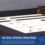 Freja Fabric Queen Platform Bed in Cappuccino Gray