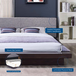 Freja Fabric Queen Platform Bed in Cappuccino Gray