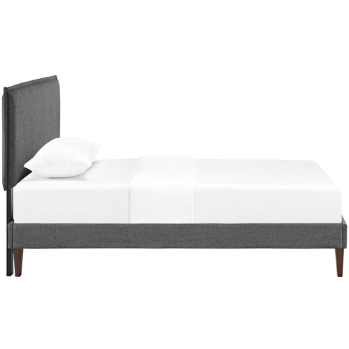 Amaris Fabric Twin Platform Bed with Squared Tapered Legs in Gray