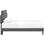 Corene Fabric Twin Platform Bed with Squared Tapered Legs in Gray