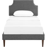 Corene Fabric Twin Platform Bed with Squared Tapered Legs in Gray