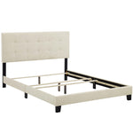 Amira Upholstered Fabric Queen Bed in Beige