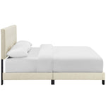 Amira Upholstered Fabric Queen Bed in Beige