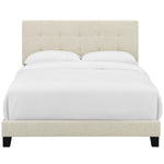 Amira Upholstered Fabric Queen Bed in Beige
