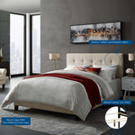 Amira Upholstered Fabric Queen Bed in Beige