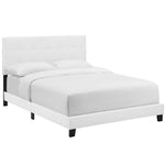 Amira Upholstered Fabric Queen Bed in White