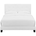 Amira Upholstered Fabric Queen Bed in White