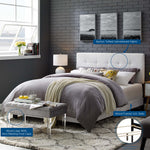 Amira Upholstered Fabric Queen Bed in White