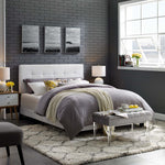 Amira Upholstered Fabric Queen Bed in White