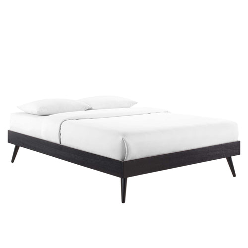 Bridgette Wood Queen Platform Bed With Splayed Legs in Black Beige