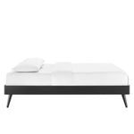 Bridgette Wood Queen Platform Bed With Splayed Legs in Black Beige