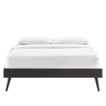 Bridgette Wood Queen Platform Bed With Splayed Legs in Black Beige