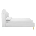 Lana Performance Velvet Queen Wingback Platform Bed in White
