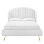 Lana Performance Velvet Queen Wingback Platform Bed in White