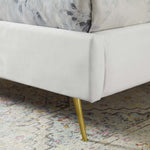 Lana Performance Velvet Queen Wingback Platform Bed in White