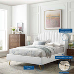 Lana Performance Velvet Queen Wingback Platform Bed in White
