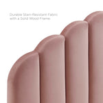 Daisy Tapered Wood Leg Performance Velvet Queen Platform Bed in Dusty Rose