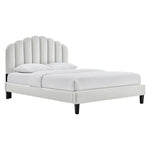 Daisy Tapered Wood Leg Performance Velvet Queen Platform Bed in Light Gray